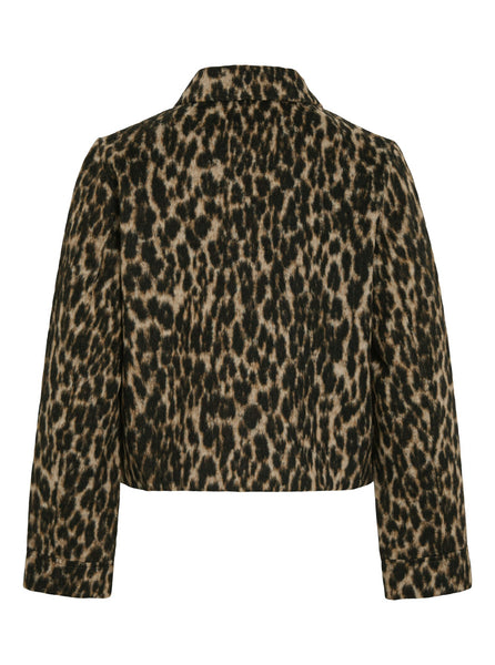 Vila Leopard Button Front Brushed Jacket