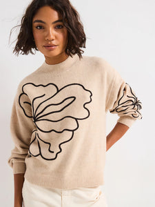 JDY Embroidered Flower Knit Jumper
