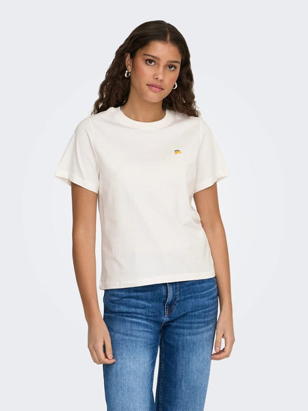 JDY Short Sleeve Embroidered Lemon Tshirt