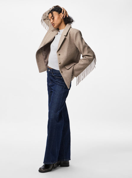 Pieces Tassel Detail Jacket in Oat