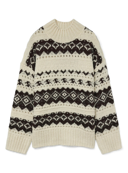 VM Cosy Fairisle Knit Jumper In Chocolate Brown