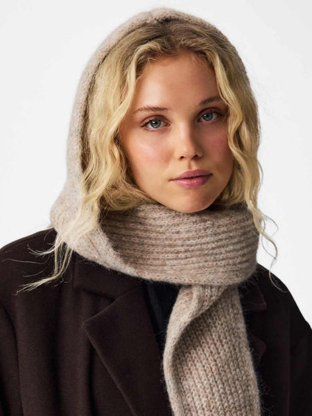 Pieces Soft Knit Hooded Scarf Bonnet