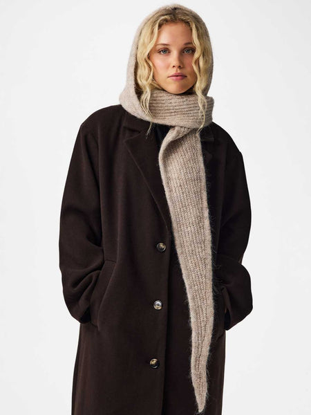 Pieces Soft Knit Hooded Scarf Bonnet