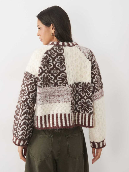 Pieces Premium Patchwork Chunky Knit Jumper