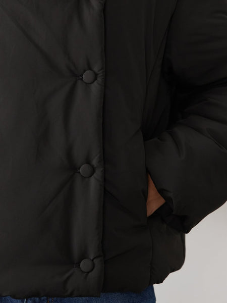 Pieces Padded Coat With Exaggerated Collar In Black