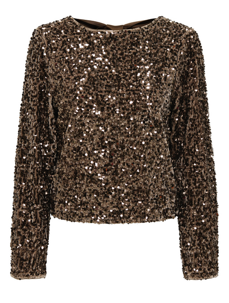 Only Sequin Long Sleeve Top with Tie Detail