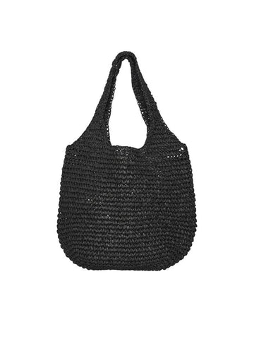 Pieces Straw Tote Bag In Black
