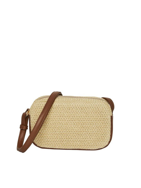 Pieces Straw Crossbody Bag In Tan