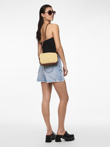 Pieces Straw Crossbody Bag In Tan