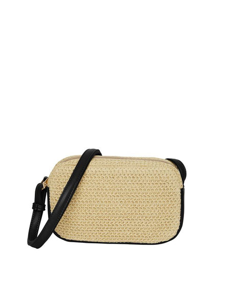 Pieces Straw Crossbody Bag In Black