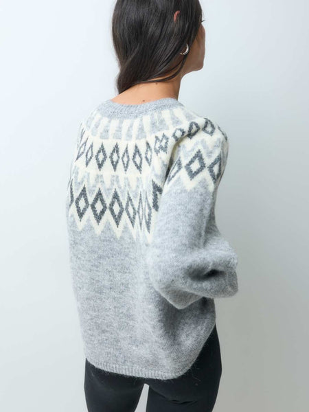 Only Fairisle Knitted Jumper In Grey