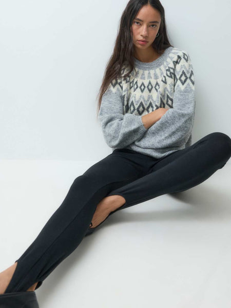 Only Fairisle Knitted Jumper In Grey