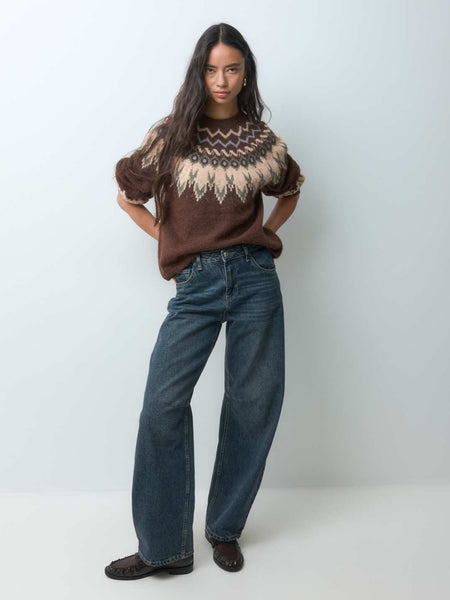 Only Fairisle Knitted Jumper In Brown