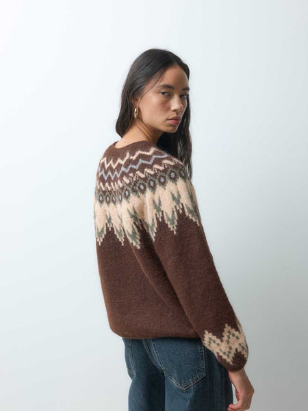 Only Fairisle Knitted Jumper In Brown