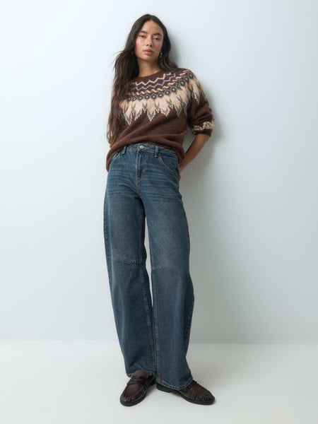 Only Fairisle Knitted Jumper In Brown