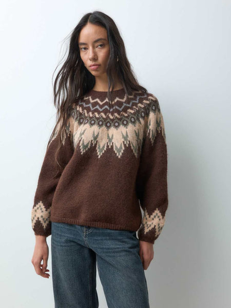 Only Fairisle Knitted Jumper In Brown