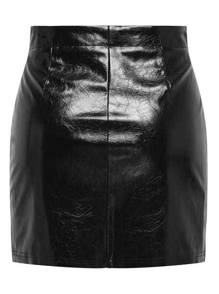 JDY Faux Leather Mini Skirt in Black