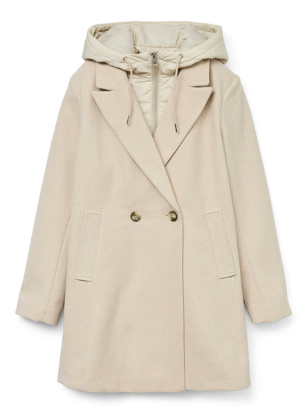 Vm 2 in 1 Mid Length Coat in Oatmeal