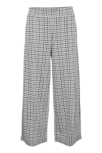 ICHI Checked Wide Leg Crop Trousers