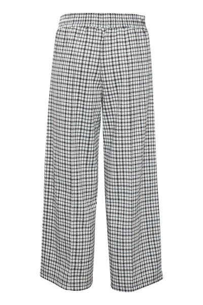 ICHI Checked Wide Leg Crop Trousers