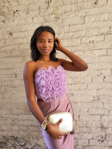 VM Lilac Tulle Crop Tube Top