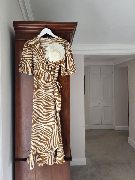 Only Zebra Print Wrap Midi Dress
