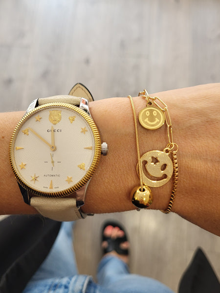 Only 2 Piece Happy Bracelet Gold or Silver