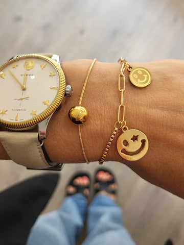 Only 2 Piece Happy Bracelet Gold or Silver