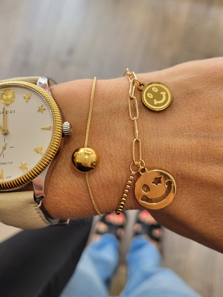 Only 2 Piece Happy Bracelet Gold or Silver
