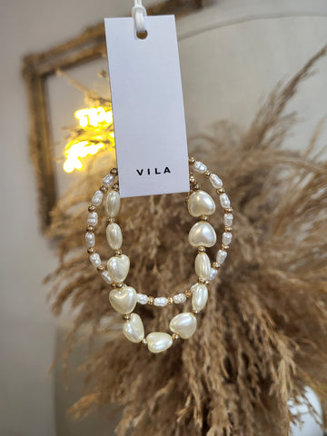 Vila 2 Pack Gold Pearl Bracelet Set