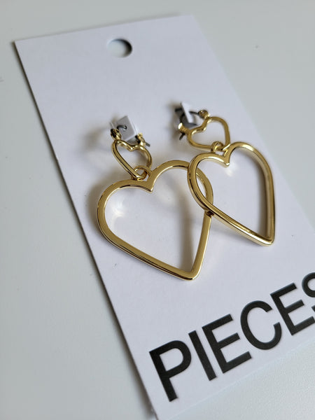 Pieces Gold Heart Drop Earrings