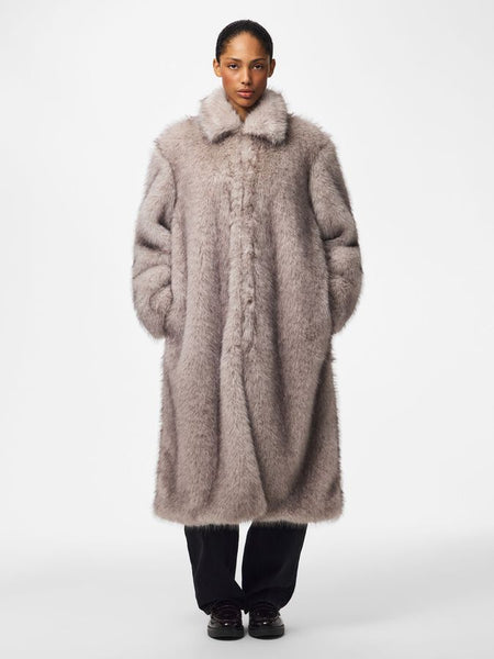 Pieces Long Faux Fur Coat