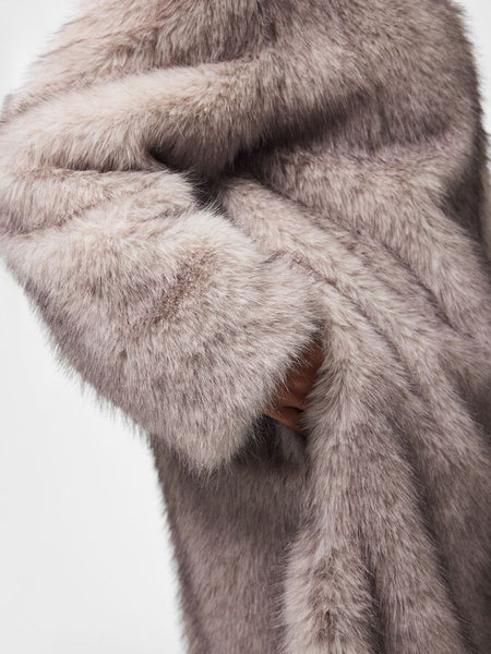 Pieces Long Faux Fur Coat