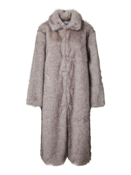 Pieces Long Faux Fur Coat