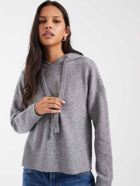 Pieces Knitted Hoodie In Medium Grey