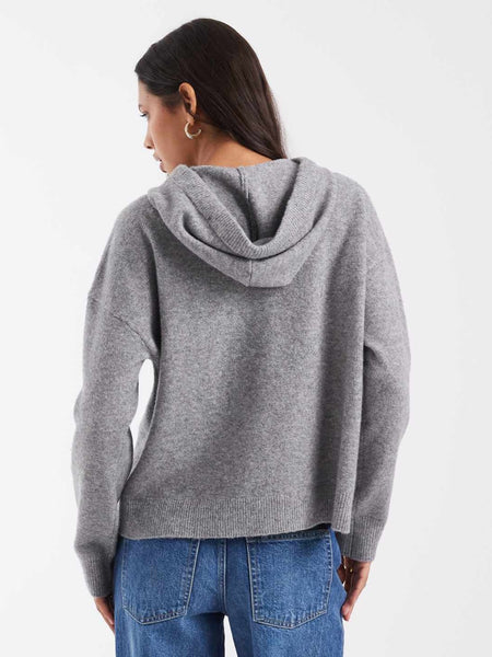 Pieces Knitted Hoodie In Medium Grey