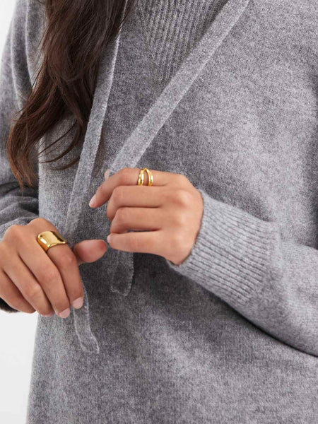 Pieces Knitted Hoodie In Medium Grey