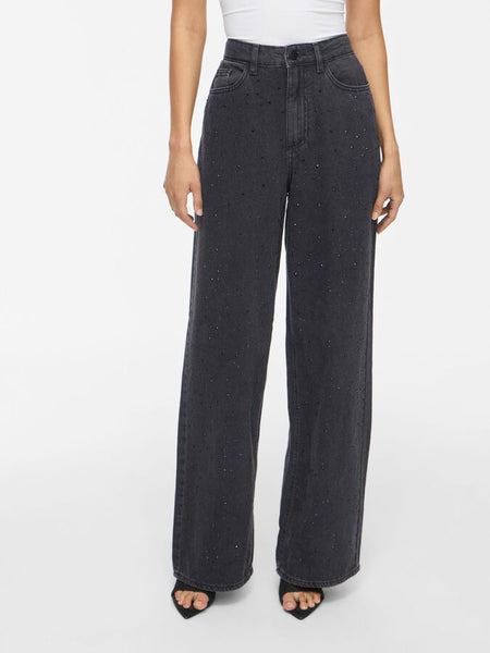 Vila High Waist Wide Leg Rhinestone Jeans