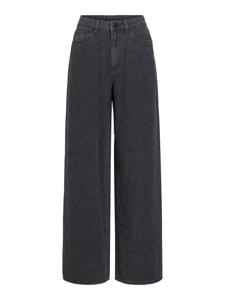Vila High Waist Wide Leg Rhinestone Jeans