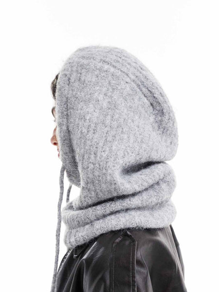 Pieces Oversized Balaclava Snood In Grey