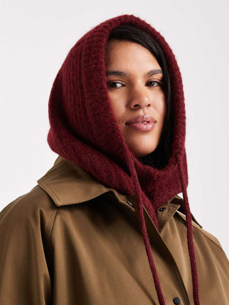 Pieces Oversized Balaclava Snood In Wine