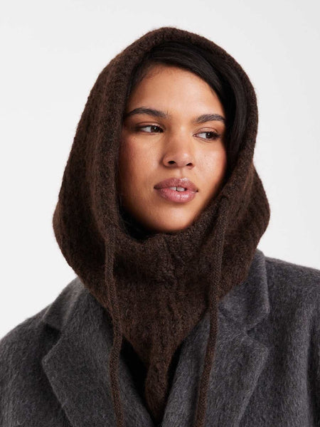 Pieces Oversized Balaclava Snood In Chocolate
