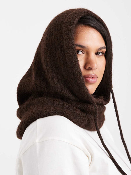 Pieces Oversized Balaclava Snood In Chocolate