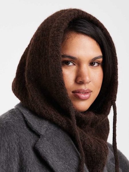 Pieces Oversized Balaclava Snood In Chocolate