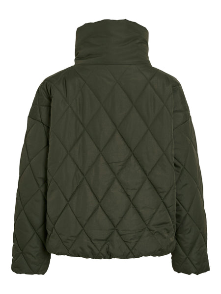 Vila Quilted Puffer Jacket in Khaki