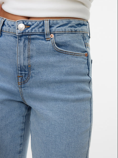 VM High Waist Straight Leg Ankle Grazer Jeans In Light Blue