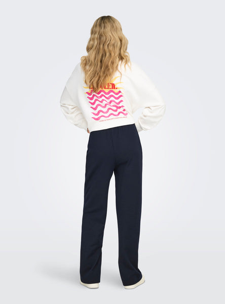 Only Wide Leg Seam Detail Trousers in Navy