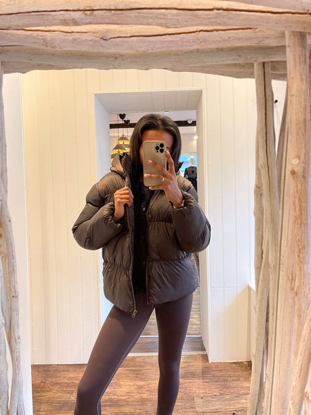 Pieces Mila Shiny Puffer Coat With Detachable Hood