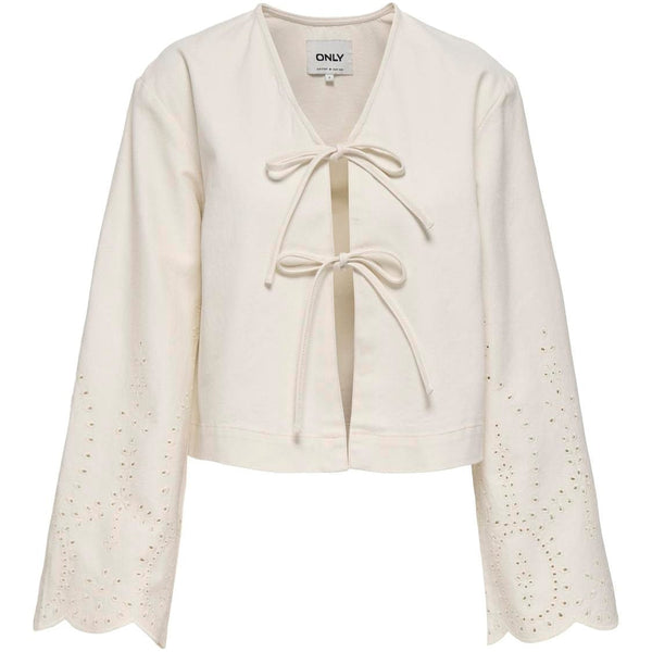 Only Broderie Anglaise Denim Tie Front Top