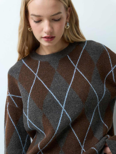 Vila Argyle Knit Jumper - Part of a Co-ord Set